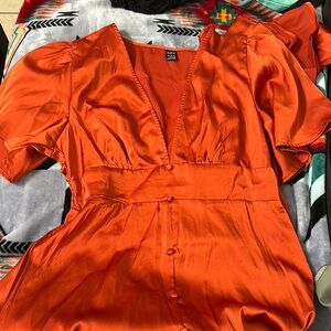 Vibrant Orange Satin Dress